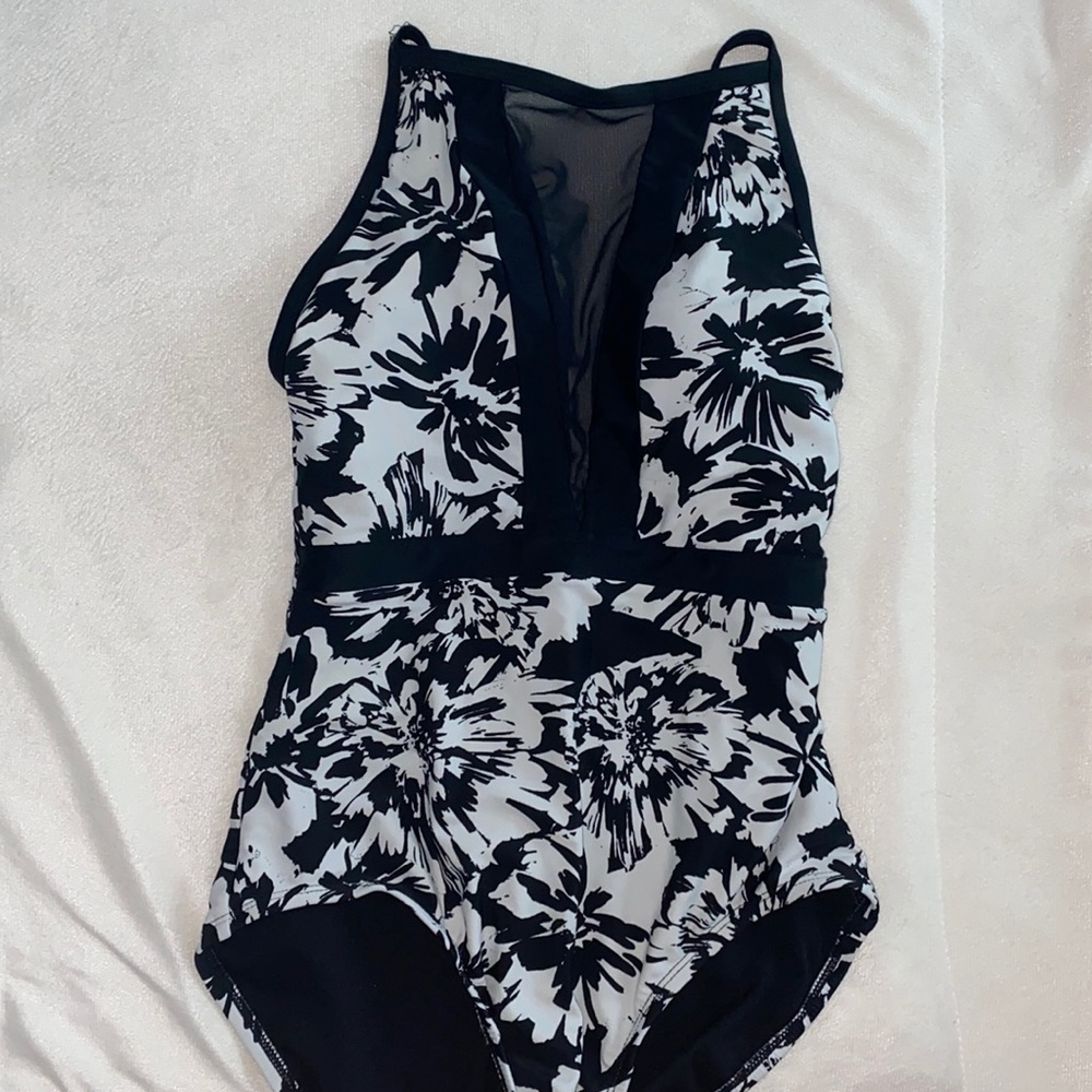 Black floral one piece